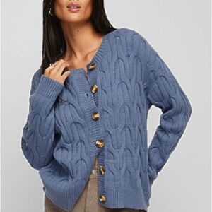 Women's Blue Cable Knit Sweater
